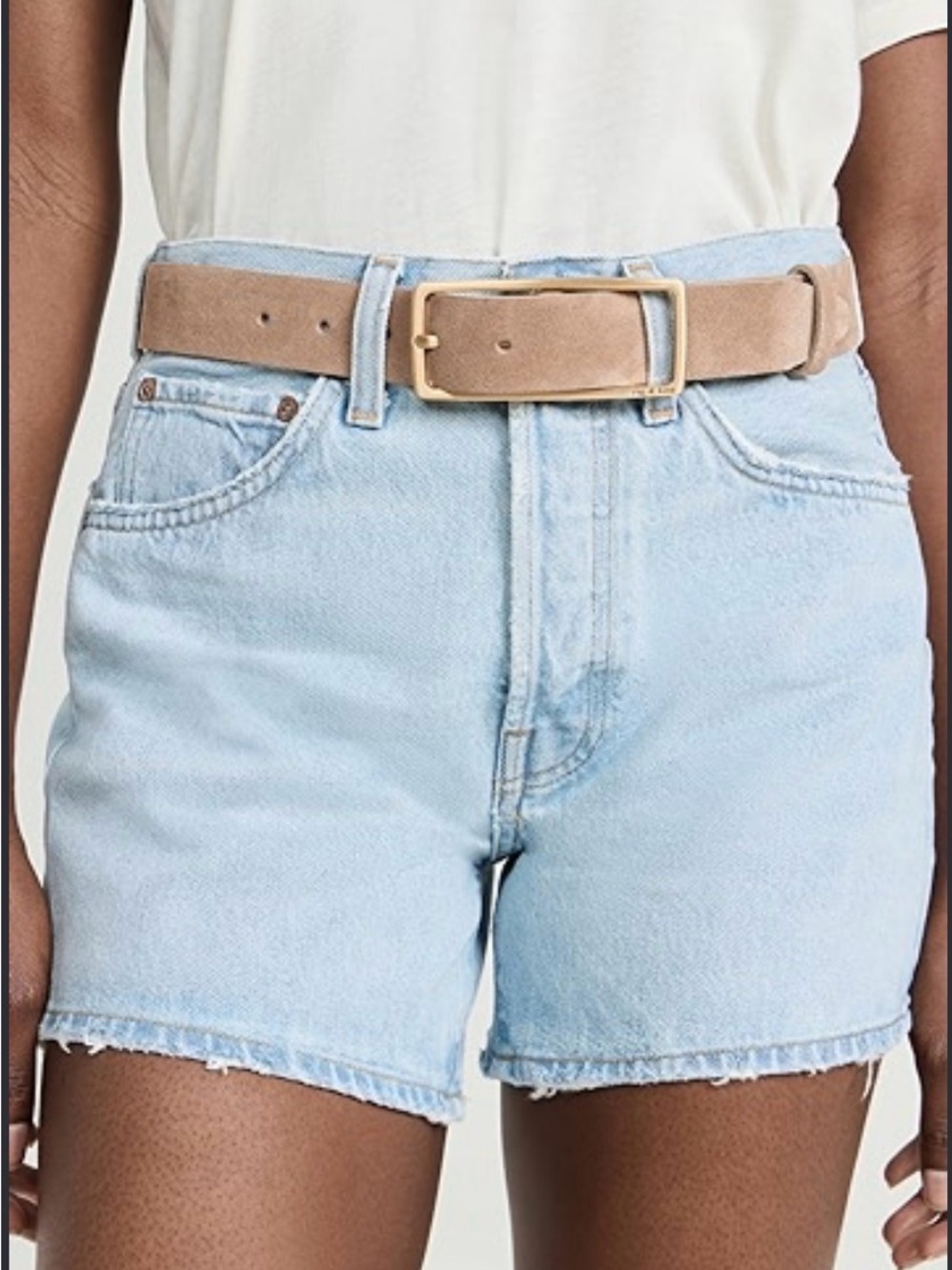 Rag & Bone Women’s Rebound Leather Belt Tan Suede Wiith Gold Tone Buckle Small